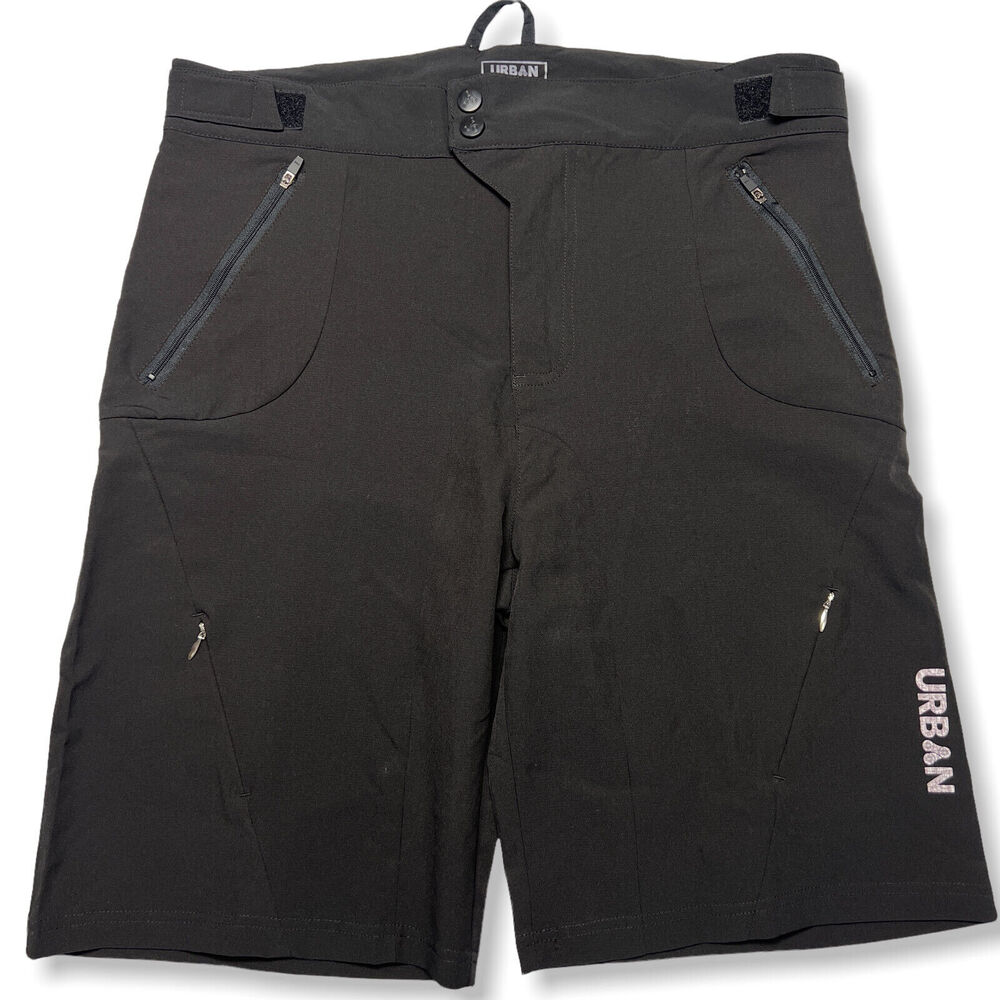Urban Cycling Gravel Grinder 10" Soft Shell Shorts SIZE L Black Zip Pocket Vents